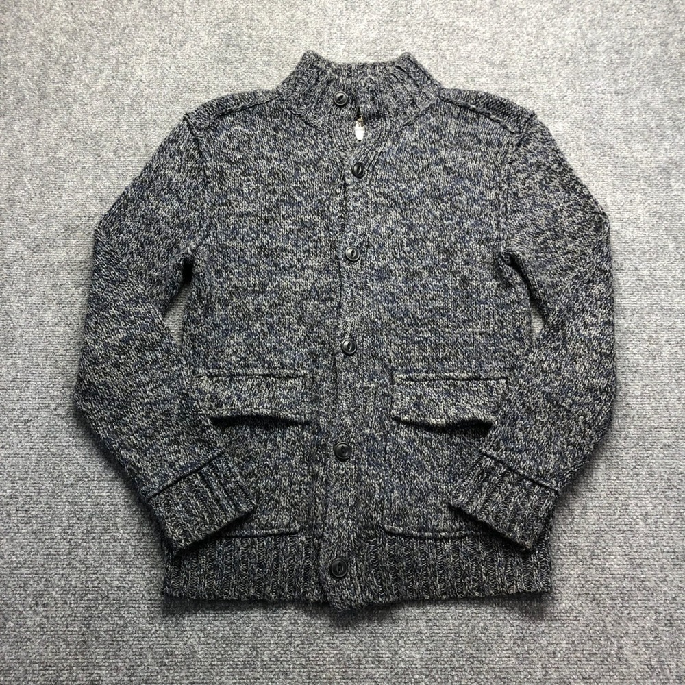Converse One Star Mens Blue Gray Marled Knit Button Front Cardigan Sweater S